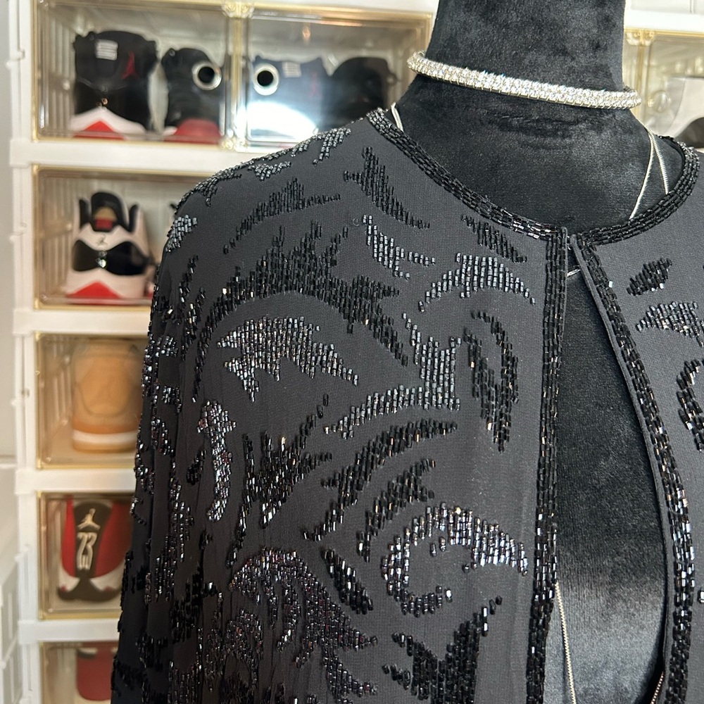 Doncaster‎ Silk Black Beaded vintage cardigan Jacket Size 14 - Picture 11 of 11